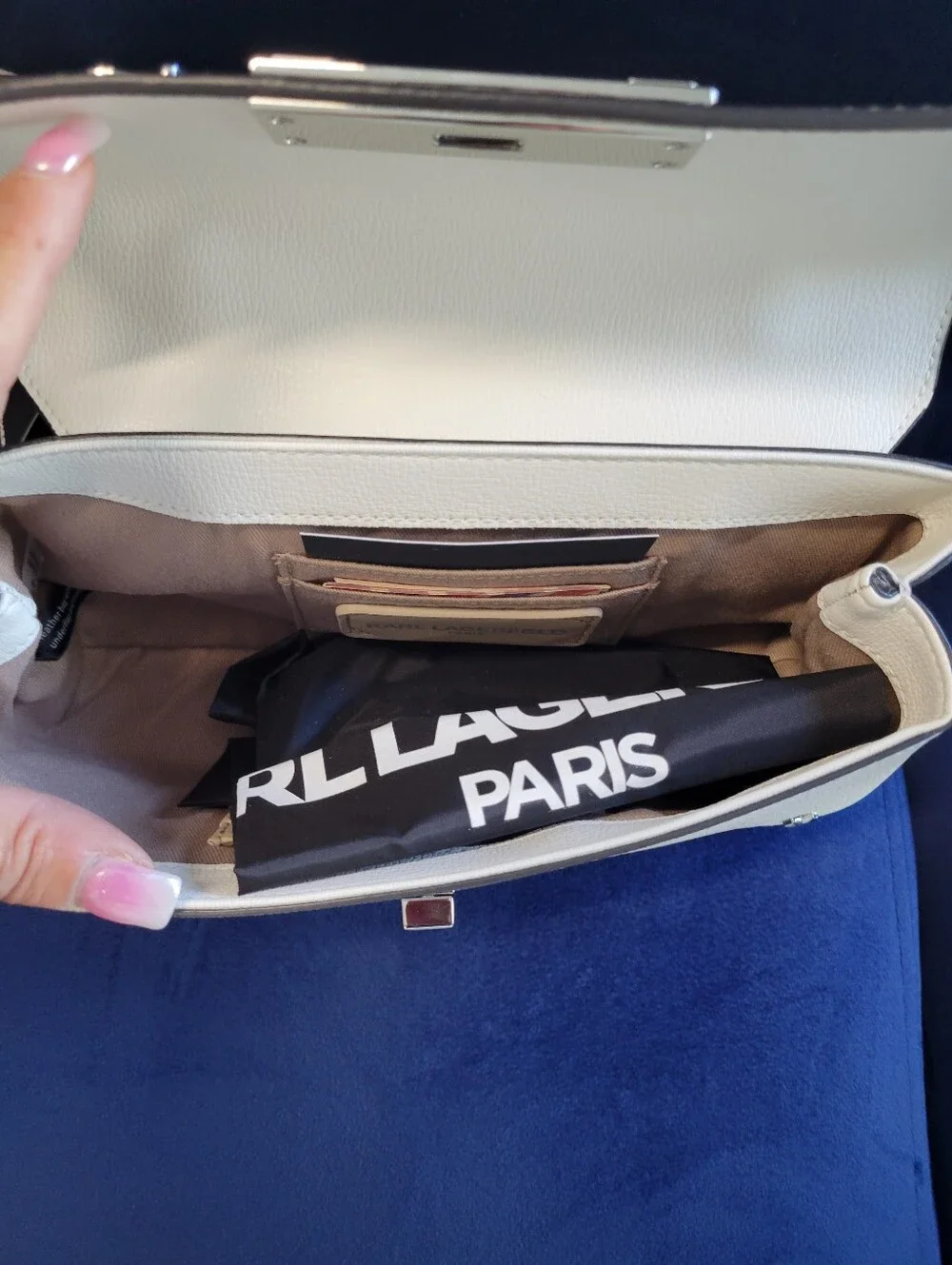 Karl Lagerfeld White Graphic Accent Top-Handle Or Crossbody Bag
